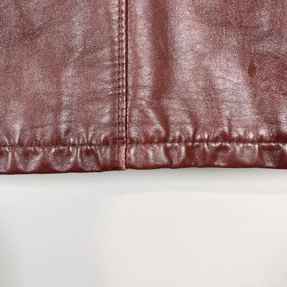 VTG JC Penny‎ Leather Jacket Mens 44 Brown Zip Out Faux Fur Lined 80s Retro
